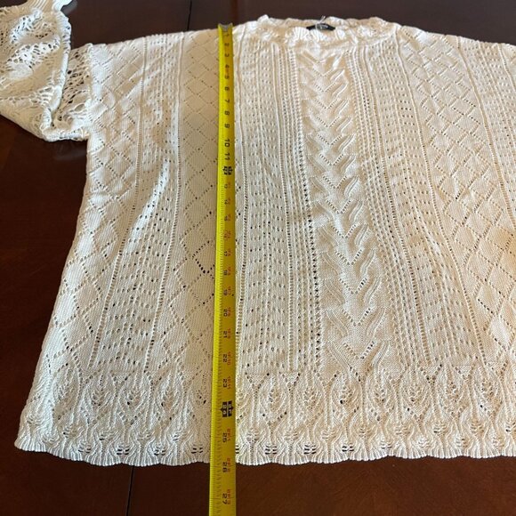 Melody Womens White Long Sleeve Knit Crochet Sweater XL‎  Pullover - Picture 12 of 13